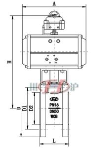 Q671F氣動超(chao)薄球(qiu)閥 連接尺寸(cun)圖(tu)